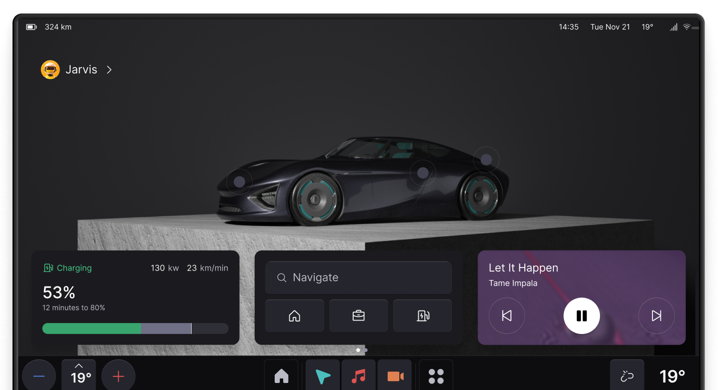 Overview of SnappOS with in-car and companion app UI